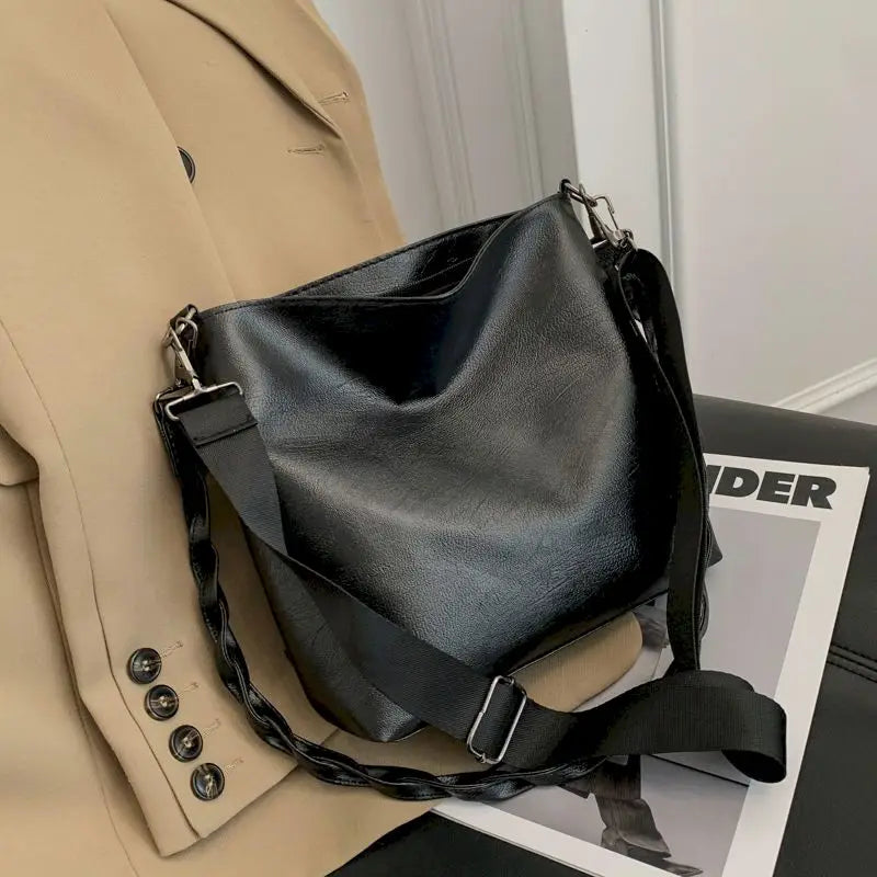 Bucket Bag Women's Bag One-shoulder Wide Strap Messenger
