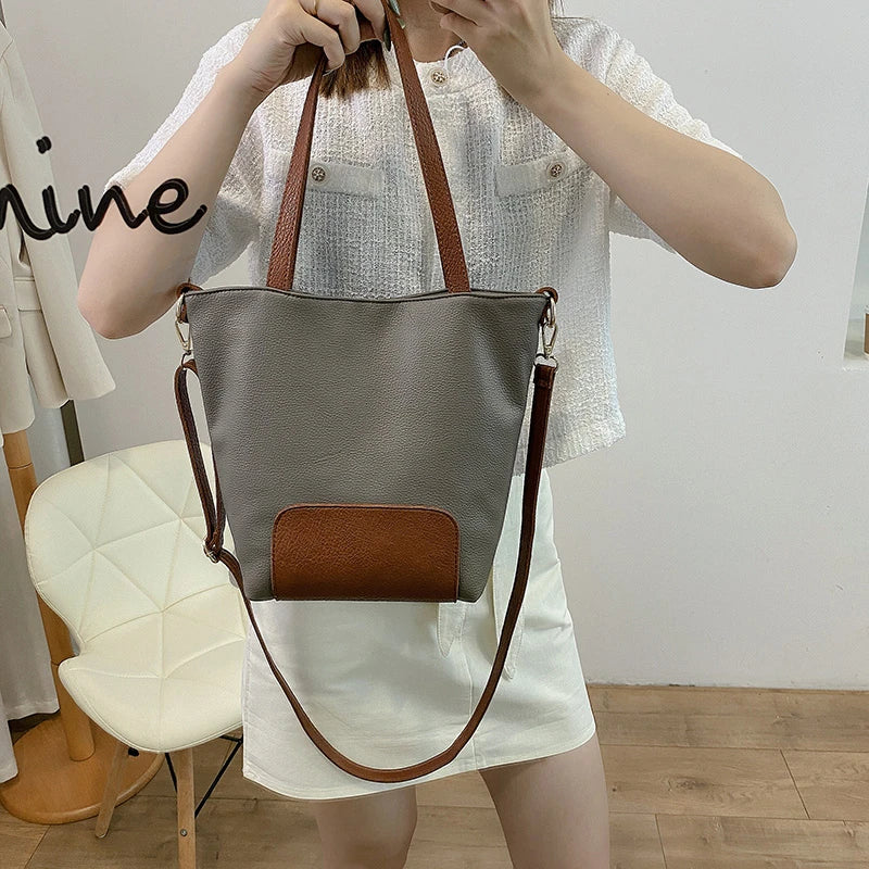 Bucket Leather Women's Bag Shoulder Bag Large Capacity Crossbody Bag