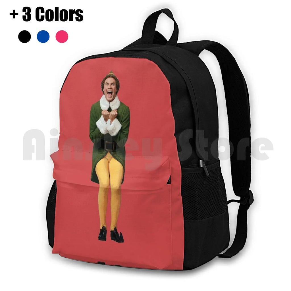 Buddy The Elf! Will Ferrell Elf Christmas Movie Outdoor Hiking Backpack
