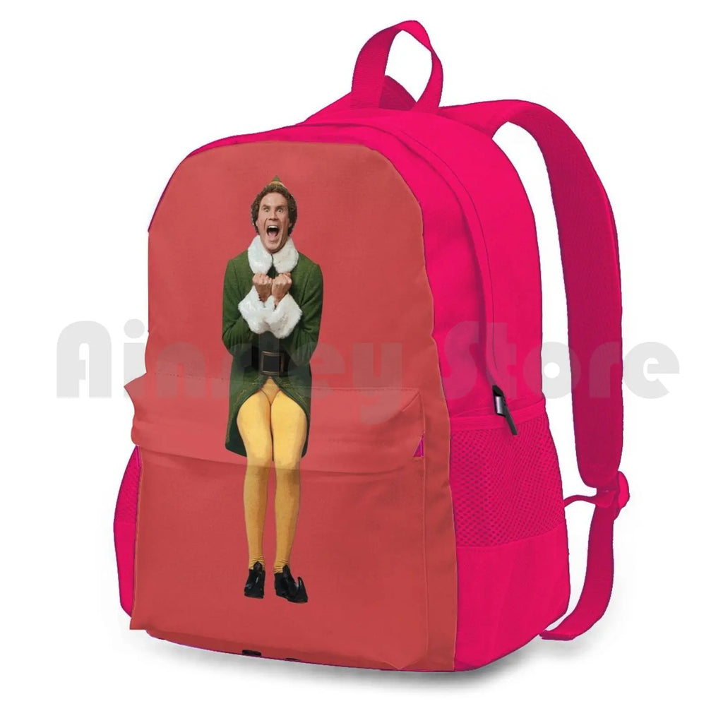 Buddy The Elf! Will Ferrell Elf Christmas Movie Outdoor Hiking Backpack
