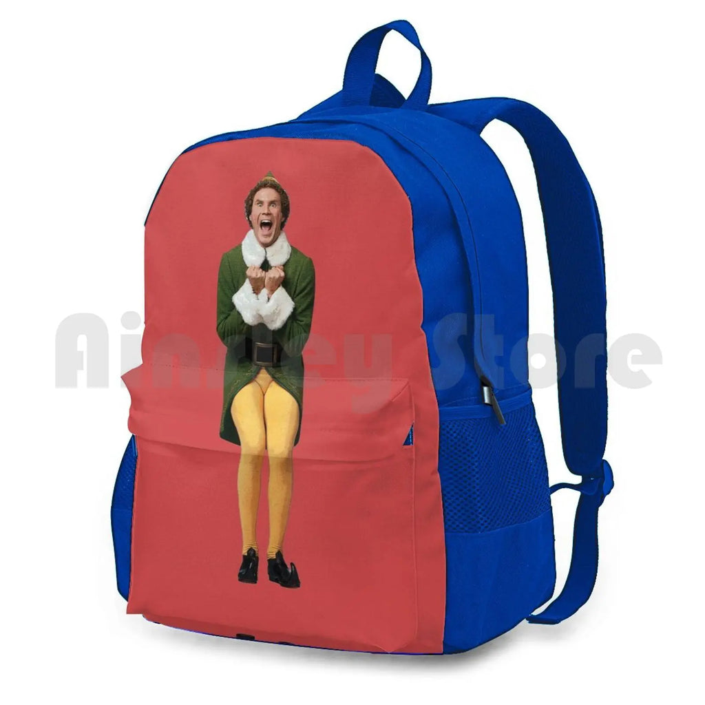 Buddy The Elf! Will Ferrell Elf Christmas Movie Outdoor Hiking Backpack