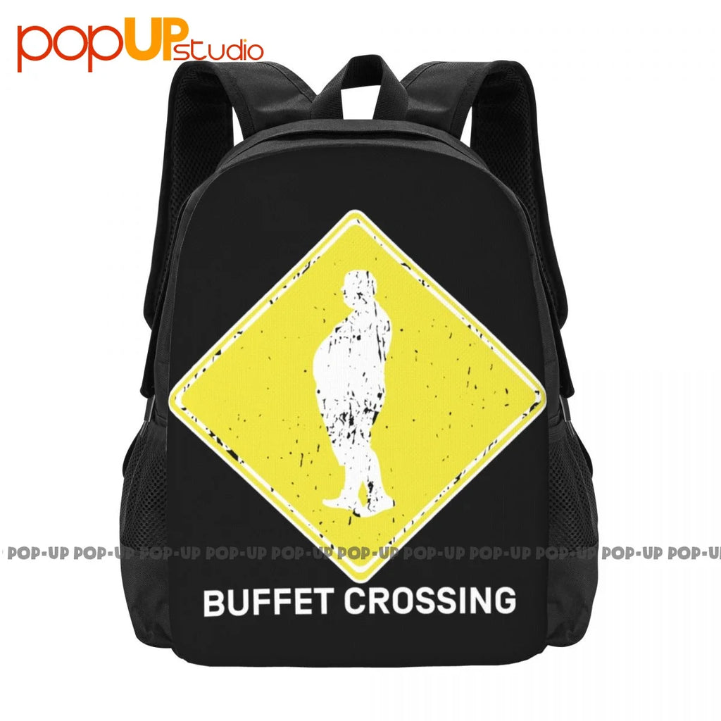 Buffet Crossing Sign Backpack Large Capacity Travel Softback Sports Style
