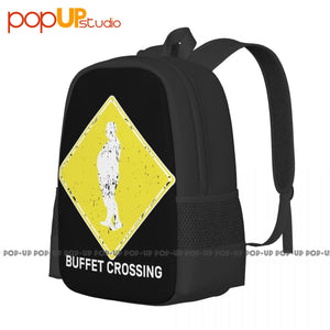 Buffet Crossing Sign Backpack Large Capacity Travel Softback Sports Style