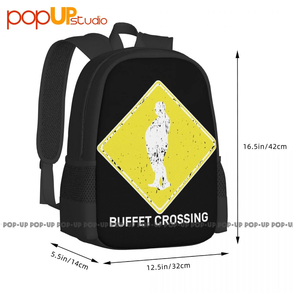 Buffet Crossing Sign Backpack Large Capacity Travel Softback Sports Style