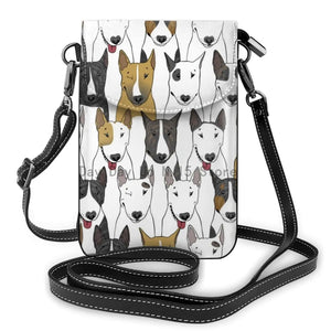Bull Terrier Prints Crossbody Wallets Leather Messenger Bag