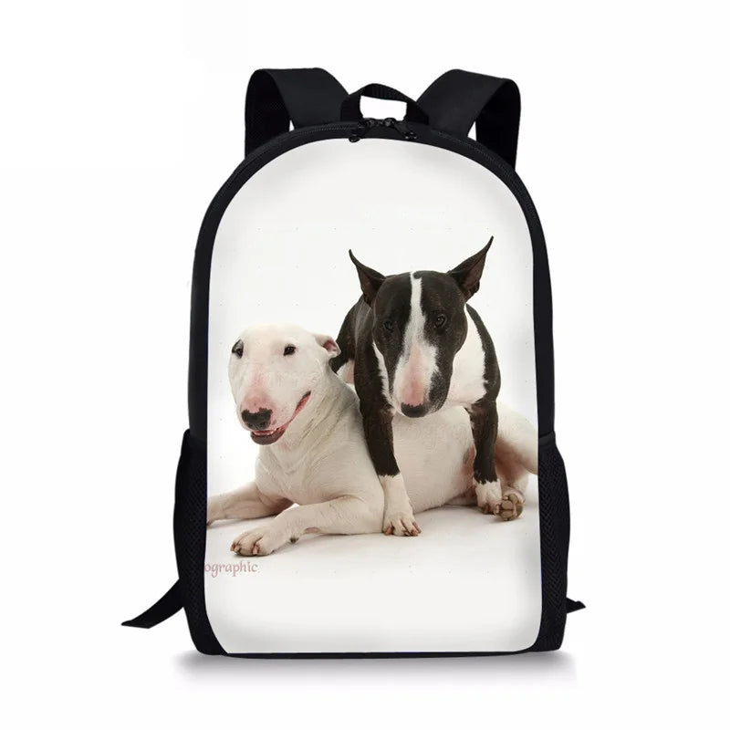 Bull Terrier School Bags for Girls Boys Teenages Schoolbag Dog Printing