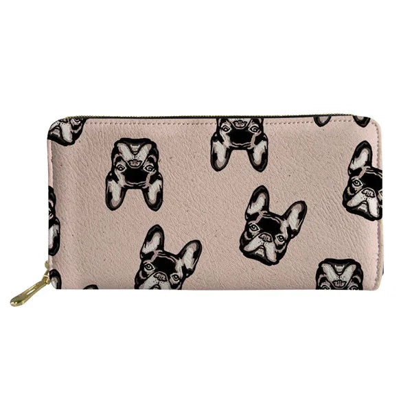 Bulldog Pattern Long Wallets Zipper Phone Bag for Girls Animals Clutch Purse