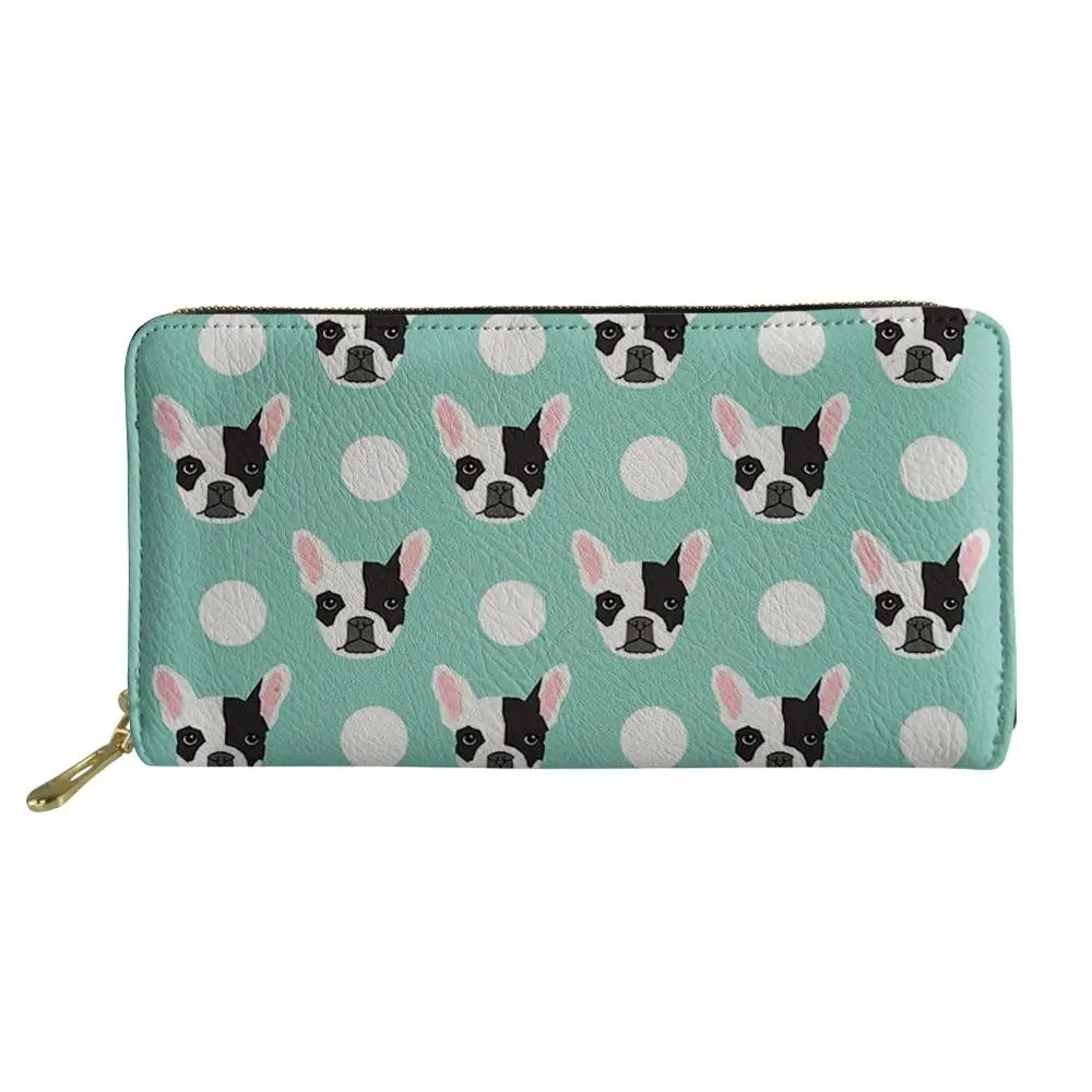 Bulldog Pattern Long Wallets Zipper Phone Bag for Girls Animals Clutch Purse