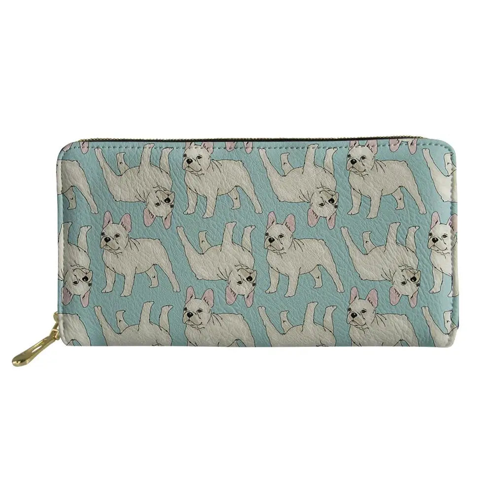 Bulldog Pattern Long Wallets Zipper Phone Bag for Girls Animals Clutch Purse