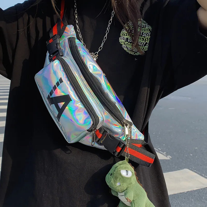 Bungee Bag Handbags Laser Waist Bag Hip-hop Shoulder Messenger Bag