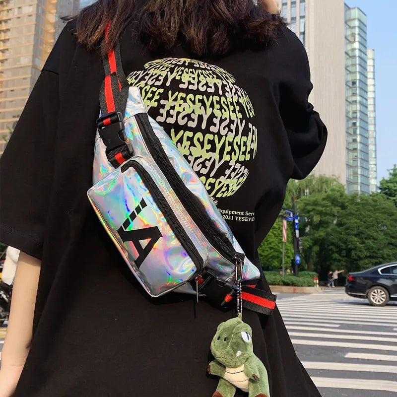 Bungee Bag Handbags Laser Waist Bag Hip-hop Shoulder Messenger Bag
