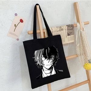 Bungo Stray Dog Anime Canvas Bag Harajuku Goth Style Shopper Large Capacity