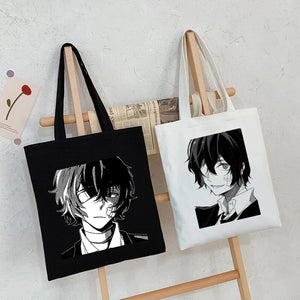 Bungo Stray Dog Anime Canvas Bag Harajuku Goth Style Shopper Large Capacity