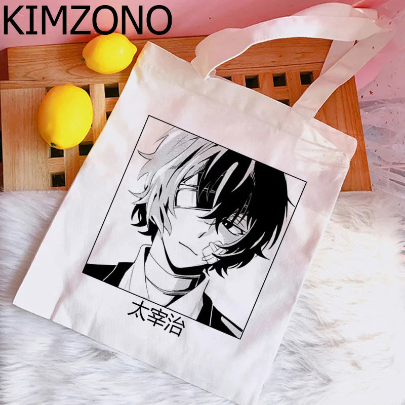 Bungou Stray Dogs Shopping Bag Canvas Tote Reusable Reciclaje Net Sacola Woven