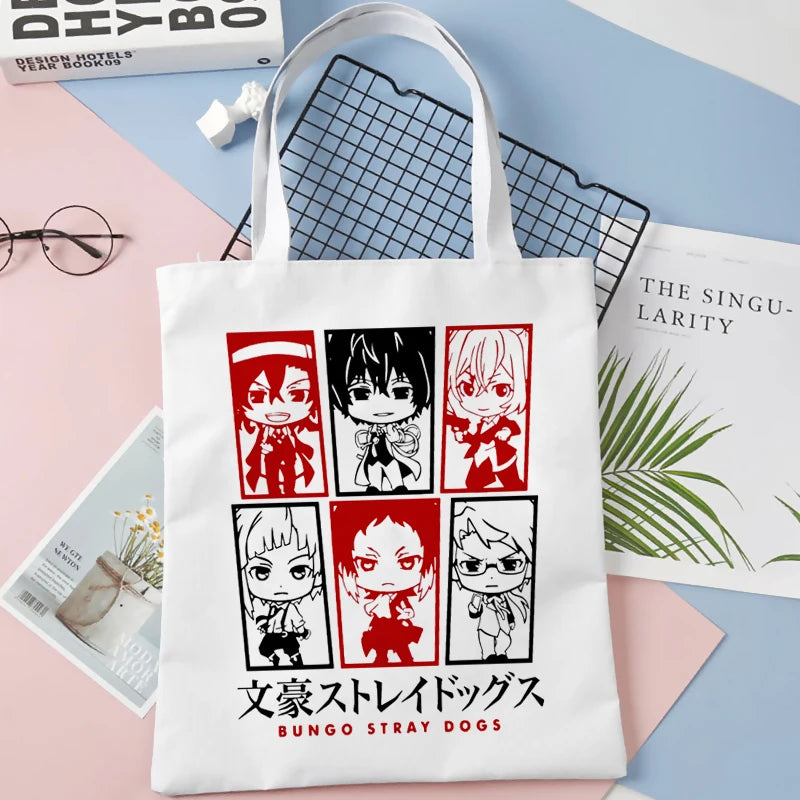 Bungou Stray Dogs reusable grocery bag cotton foldable string sack