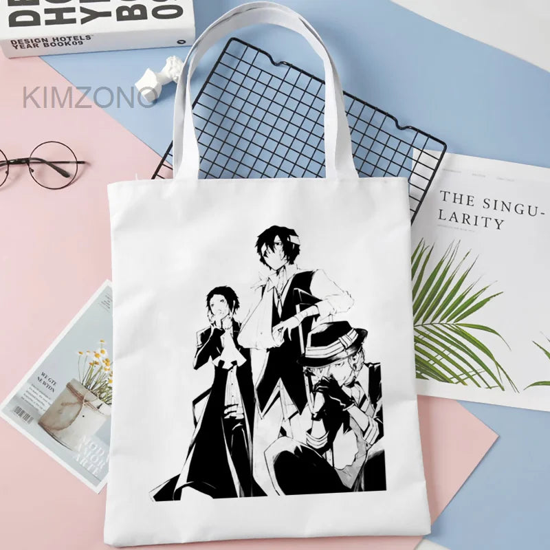 Bungou Stray Dogs reusable grocery bag cotton foldable string sack