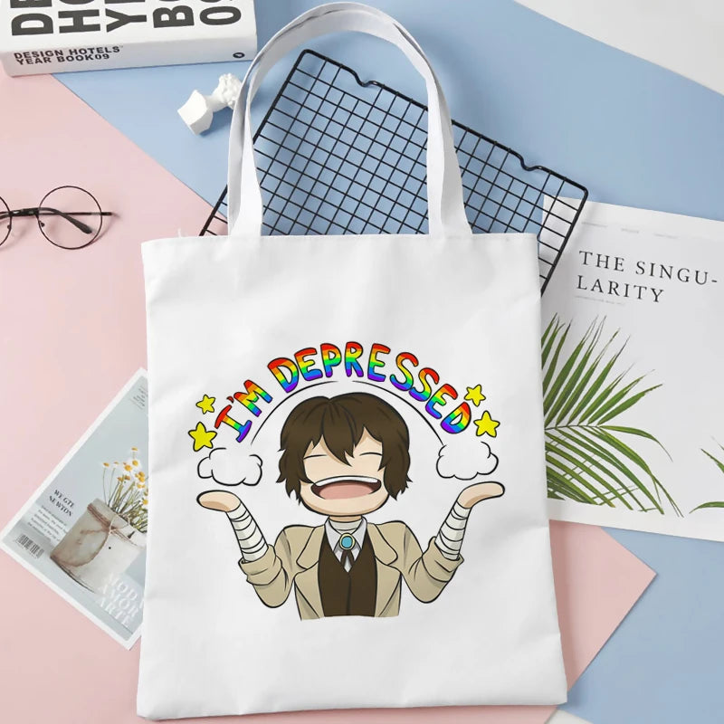 Bungou Stray Dogs reusable grocery bag cotton foldable string sack