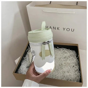 Bunny Ears Cup Shape Mini Handbags Women PU Leather Chain Clutch Crossbody Bag