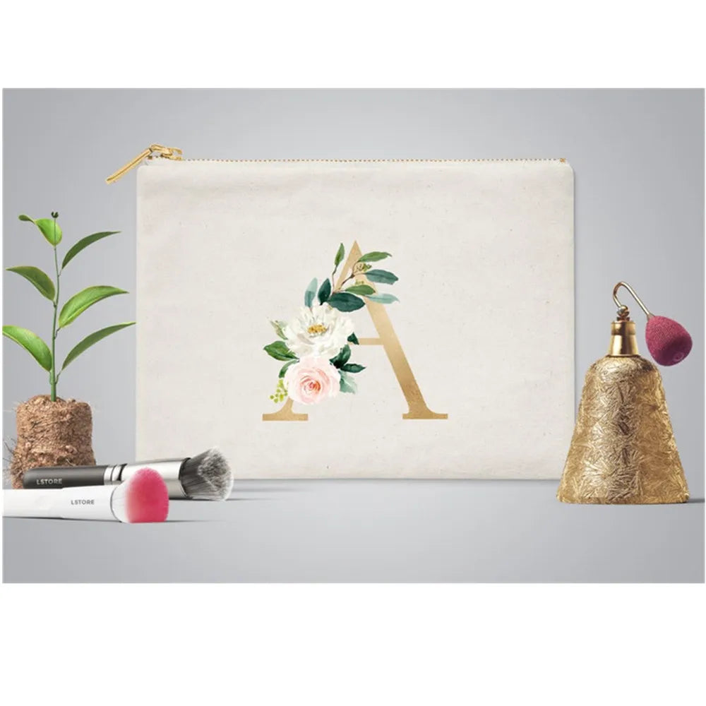 Burgundy Floral Makeup Bag Bridesmaid Wedding Pouch