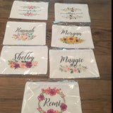 Burgundy Floral Makeup Bag Bridesmaid Wedding Pouch