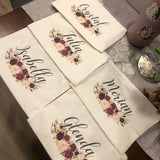 Burgundy Floral Makeup Bag Bridesmaid Wedding Pouch