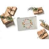 Burgundy Floral Makeup Bag Bridesmaid Wedding Pouch