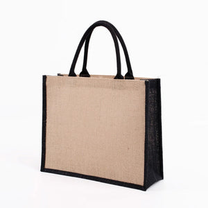 Burlap Bag with Laminated Interior for Women Shopping