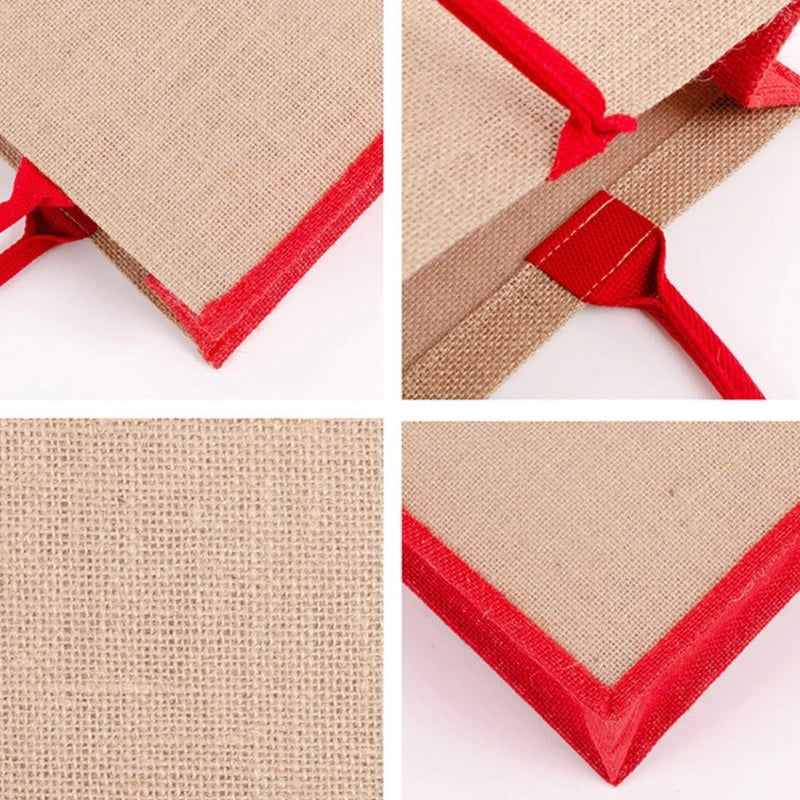 Burlap Bag with Laminated Interior for Women Shopping