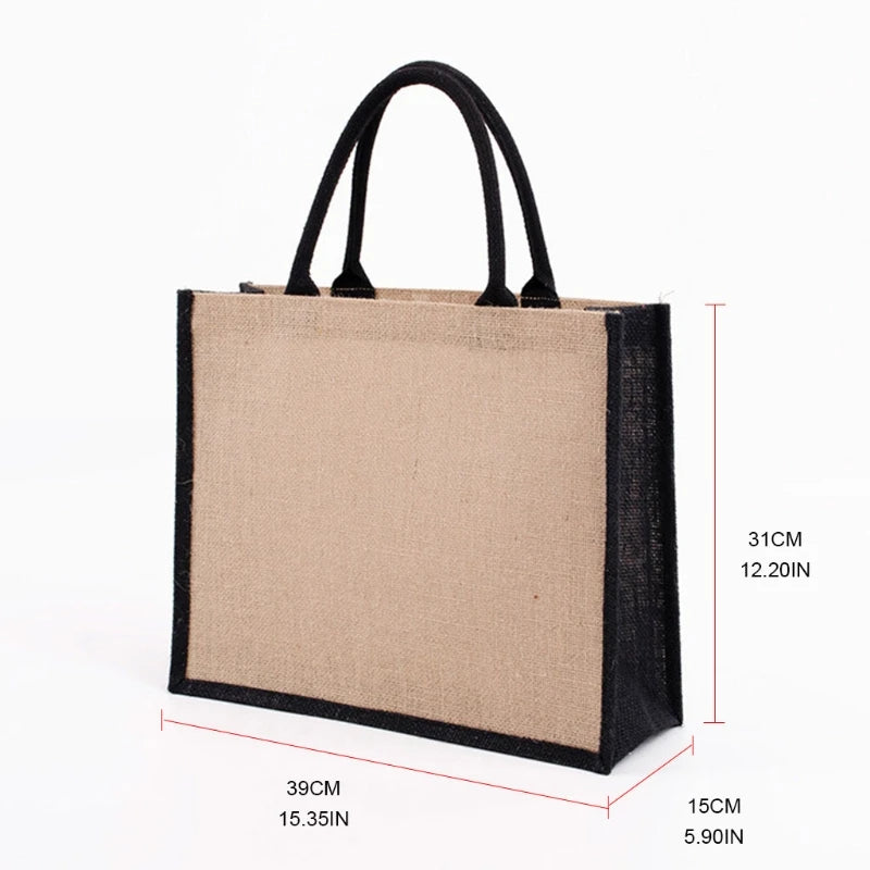 Burlap Bag with Laminated Interior for Women Shopping