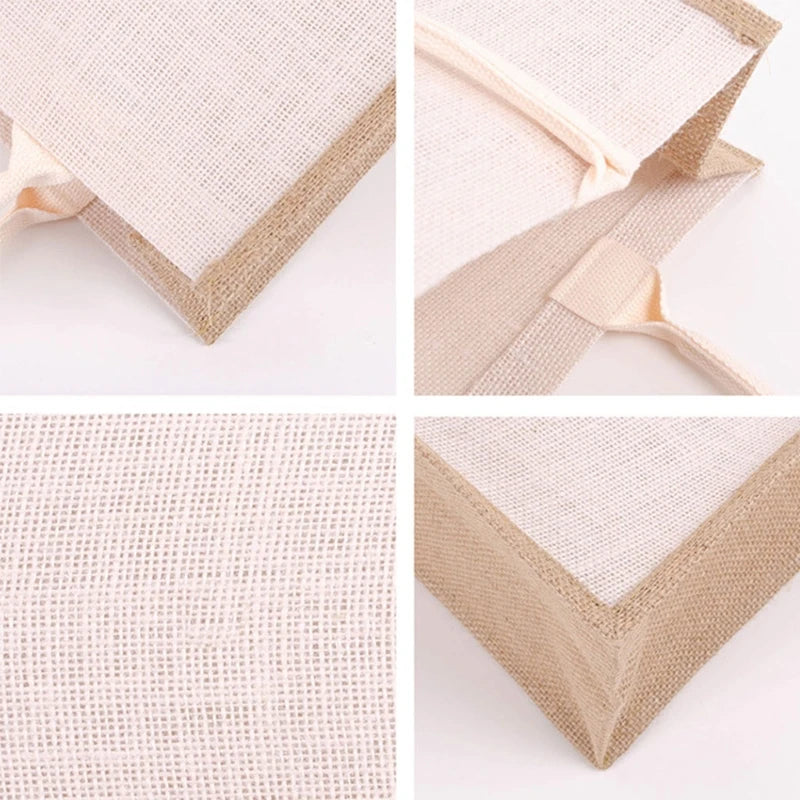 Burlap Bag with Laminated Interior, Women Shopping Grocery Bags