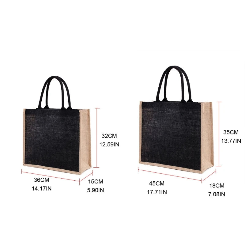 Burlap Bag with Laminated Interior, Women Shopping Grocery Bags