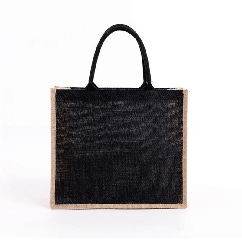 Burlap Bag with Laminated Interior, Women Shopping Grocery Bags