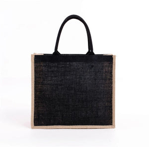 Burlap Bag with Laminated Interior, Women Shopping Grocery Bags