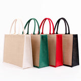 Burlap Bag with Laminated Interior for Women Shopping