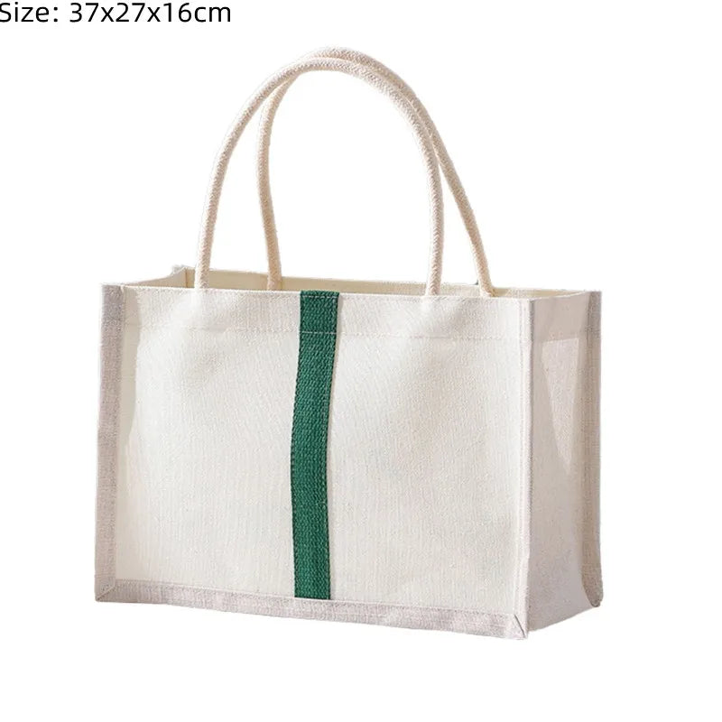 Burlap Jute Tote Bag Handle Resuable Grocery Beach Pool Wedding