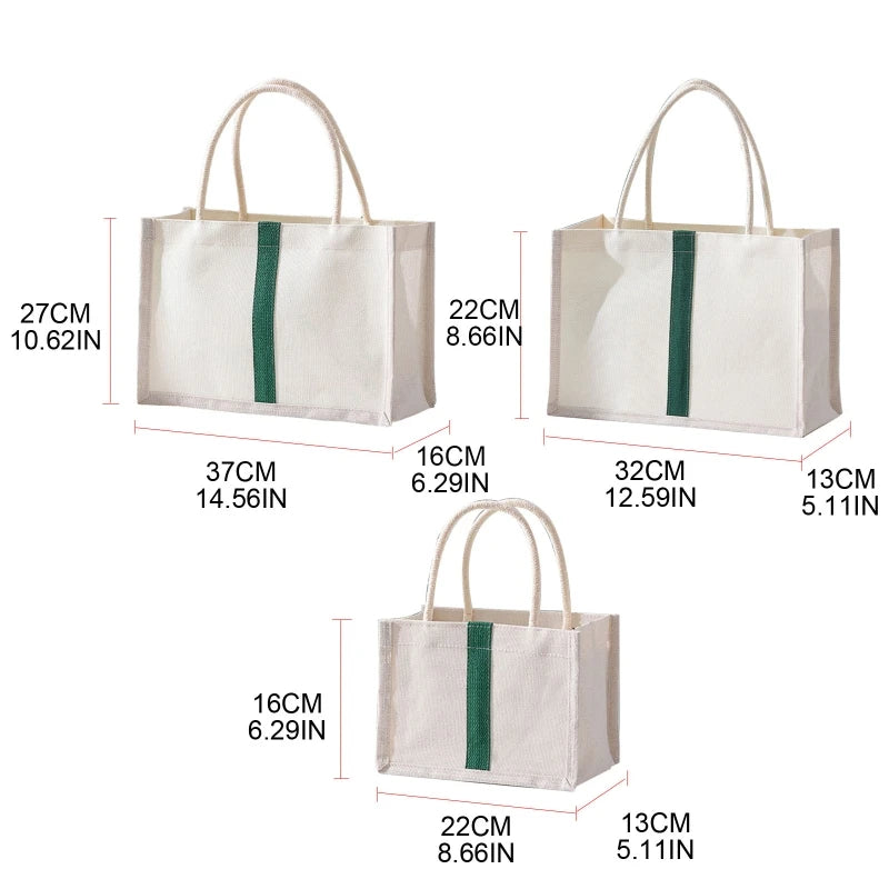 Burlap Jute Tote Bag Handle Resuable Grocery Beach Pool Wedding