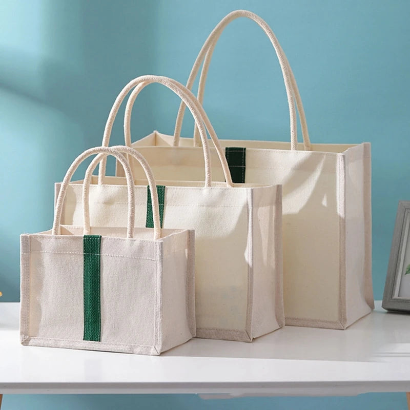 Burlap Jute Tote Bag Handle Resuable Grocery Beach Pool Wedding