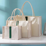 Burlap Jute Tote Bag Handle Resuable Grocery Beach Pool Wedding