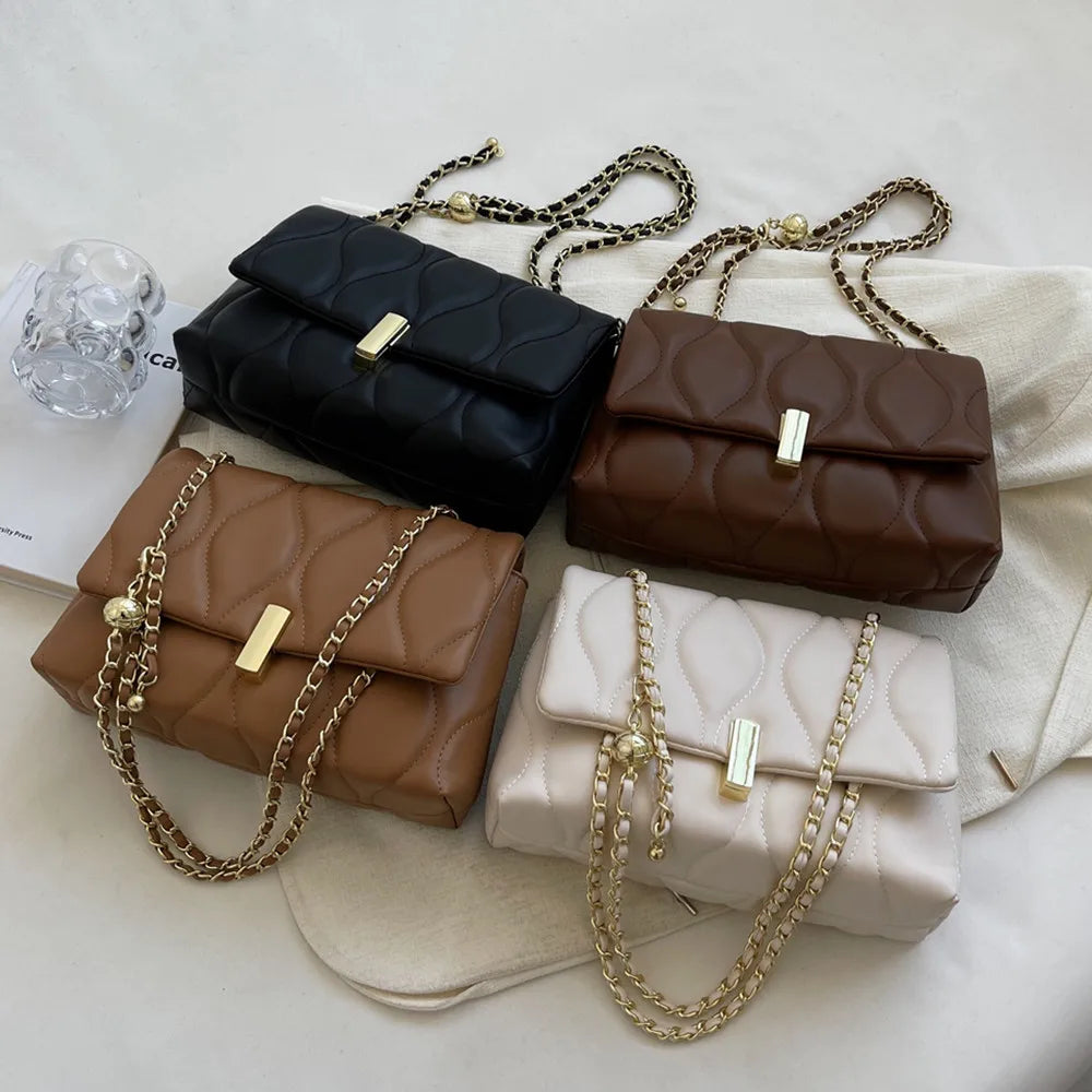 Burminsa Quilted Shoulder Bag PU Leather Flap Crossbody Handbag