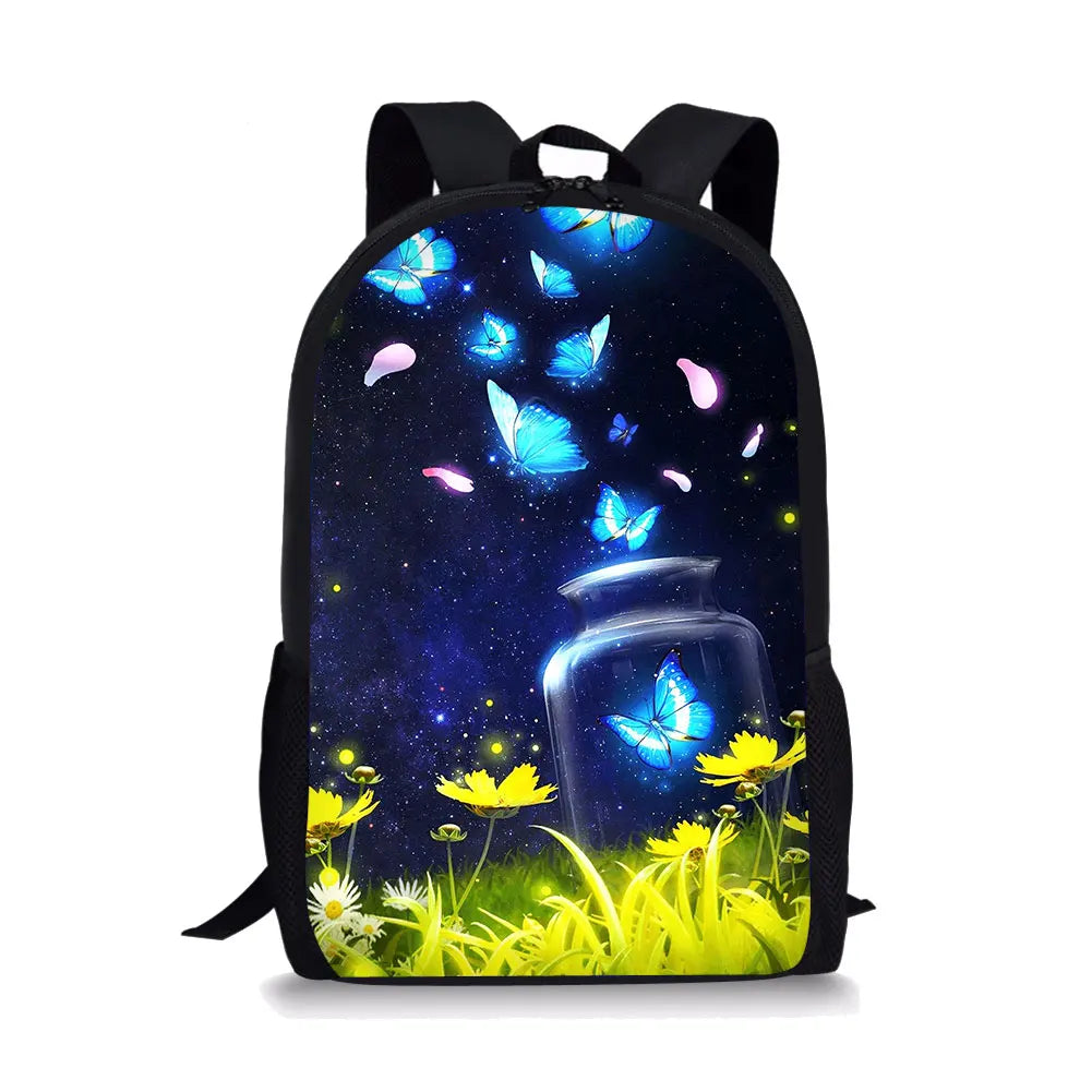Butterfly Element Print School Backpacks for Teenager