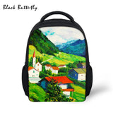 Butterfly Student Backpack Colorful Oils Pattern