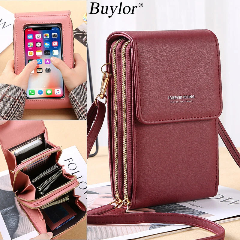 Buylor Soft Leather Wallets Women's Bag Touch Screen Cell Phone Purse Bags