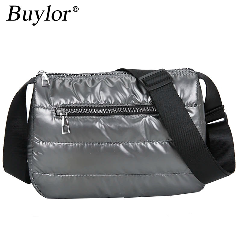 Warm Women Shoulder Bag Flap Nylon Cotton Crossbody Handbag