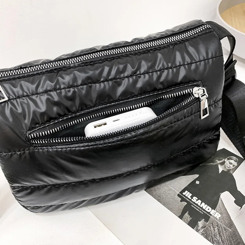Warm Women Shoulder Bag Flap Nylon Cotton Crossbody Handbag