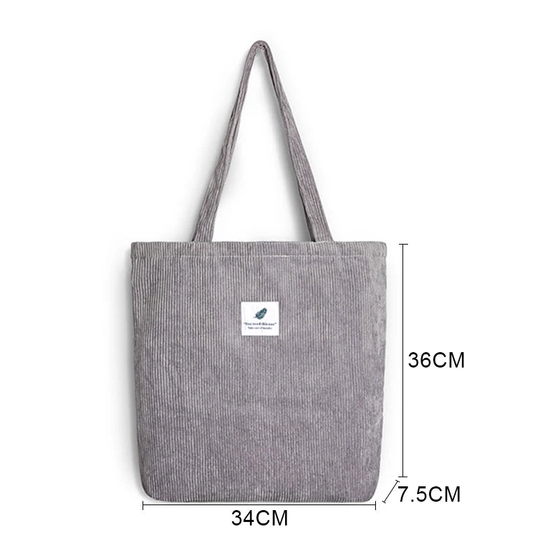 Buylor Shoulder Bag Corduroy Tote Bag Female Canvas Eco Reusable Bag