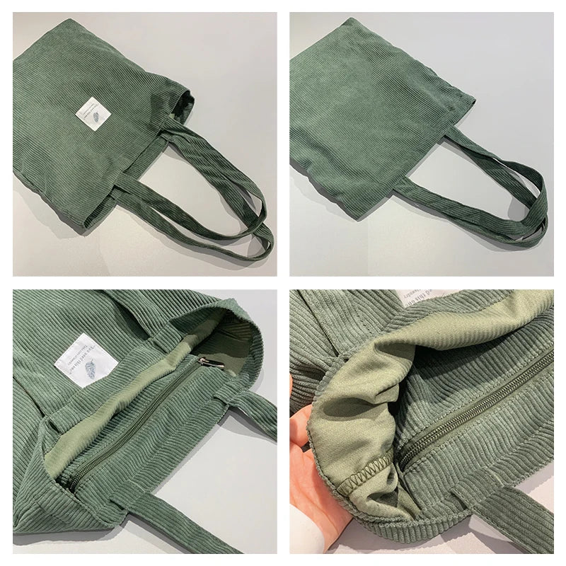 Buylor Shoulder Bag Corduroy Tote Bag Female Canvas Eco Reusable Bag