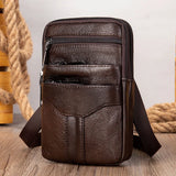 Men's Vintage Leather Messenger Bag Shoulder Bag Phone Business Waist Pouch