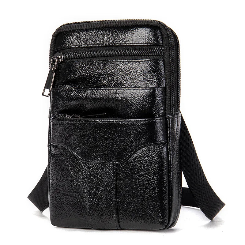 Men's Vintage Leather Messenger Bag Shoulder Bag Phone Business Waist Pouch