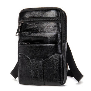 Men's Vintage Leather Messenger Bag Shoulder Bag Phone Business Waist Pouch