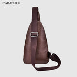 Waterproof PU Shoulder Bag USB Charging Men's Chest Bag